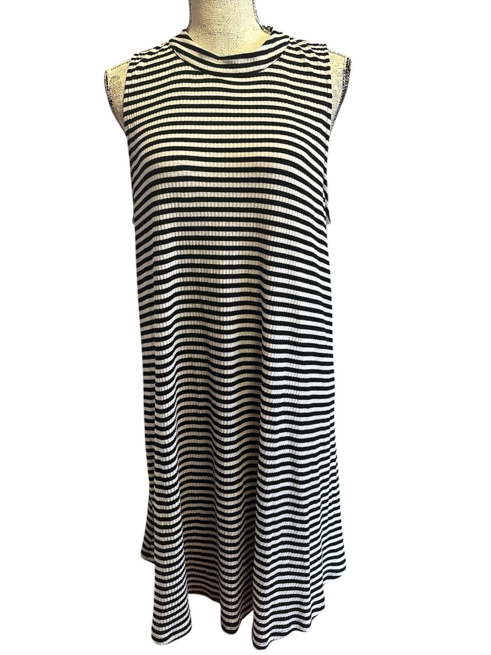 Black & White Striped Sleeveless Dress